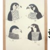 Close up of birds in prey art print featuring 4 birds of prey on a natural white background