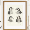 Screen print featuring 4 birds of prey. A kestrel, Perigrin Falcon, Red kite and Buzzard. " colour screen print