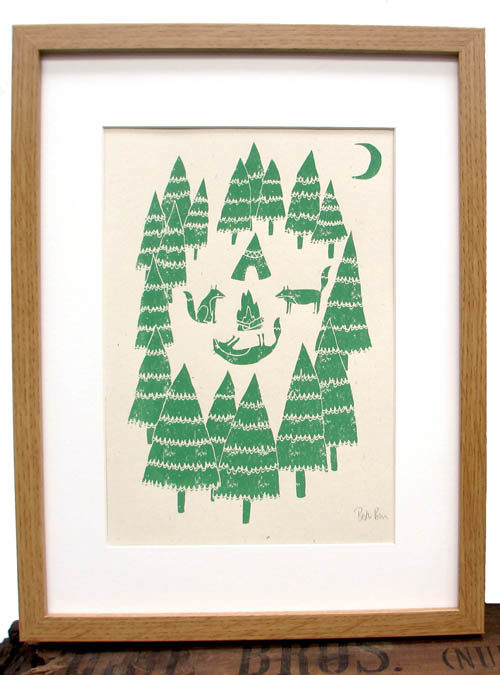 foxes in the forest print