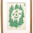 Picture of a framed art print of Foxes camping in the woods. 3 foxes surrounding a fire with a tipi in the woods