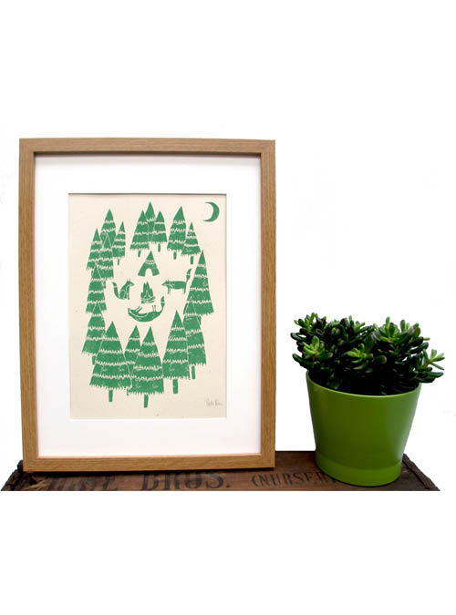 foxes in the forest print