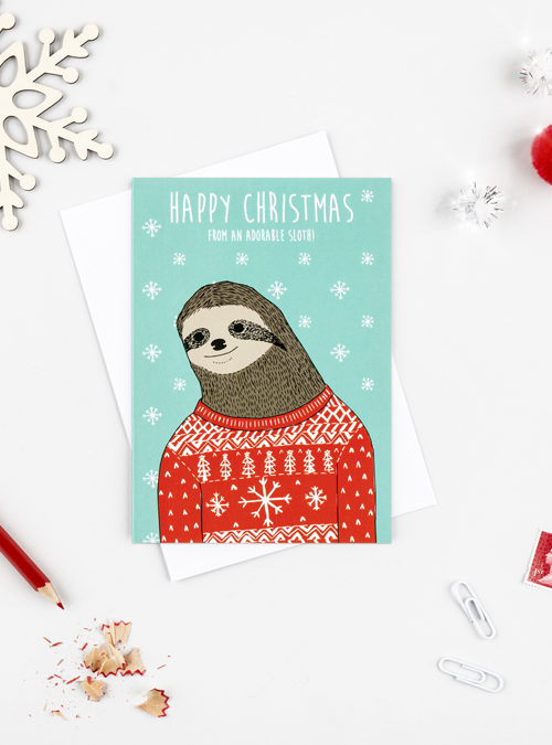 sloth christmas card