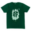 Foxes in the forest Mens organic T-shirt. Green T-shirt featuring an illustration of 3 foxes camping in the forest