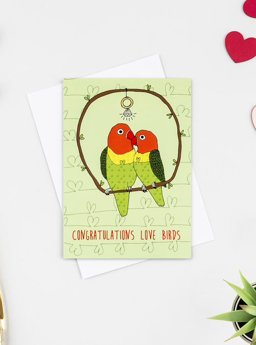 love birds engagement card
