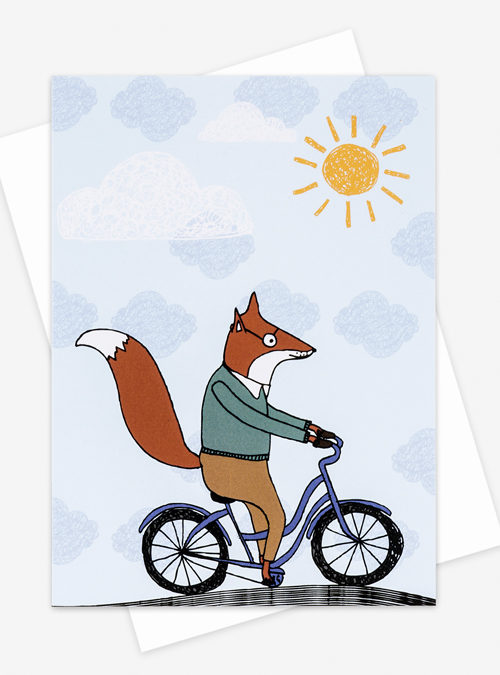 fox on a bike card