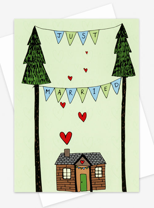 Just married love shack card