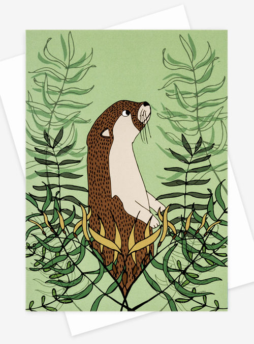 illustration of an otter within a kelp forrest