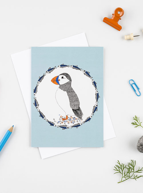 puffin and herring card