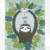 Sloth greetings card with the text 'I sloth you' surrounded by jungle leaves