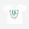 photo of a baby sloth white T-shirt featuring an illustration of a hanging sloth with the text 'sleepy sloth' underneath
