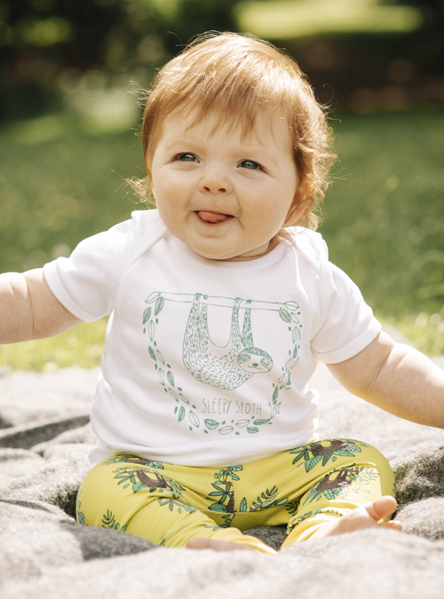 Sloth baby outfit. Organic sloth leggings and baby T-shirt set – Boodle