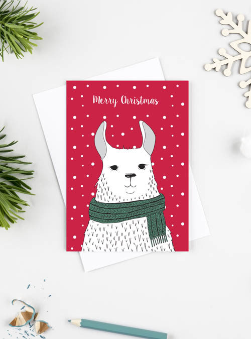 llama christmas card