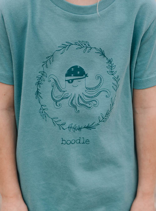 close up of print of octopus t-shirt