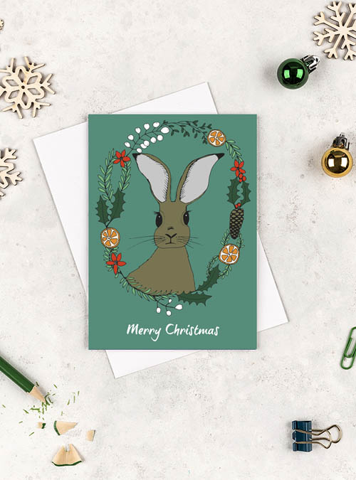 Hare Christmas card