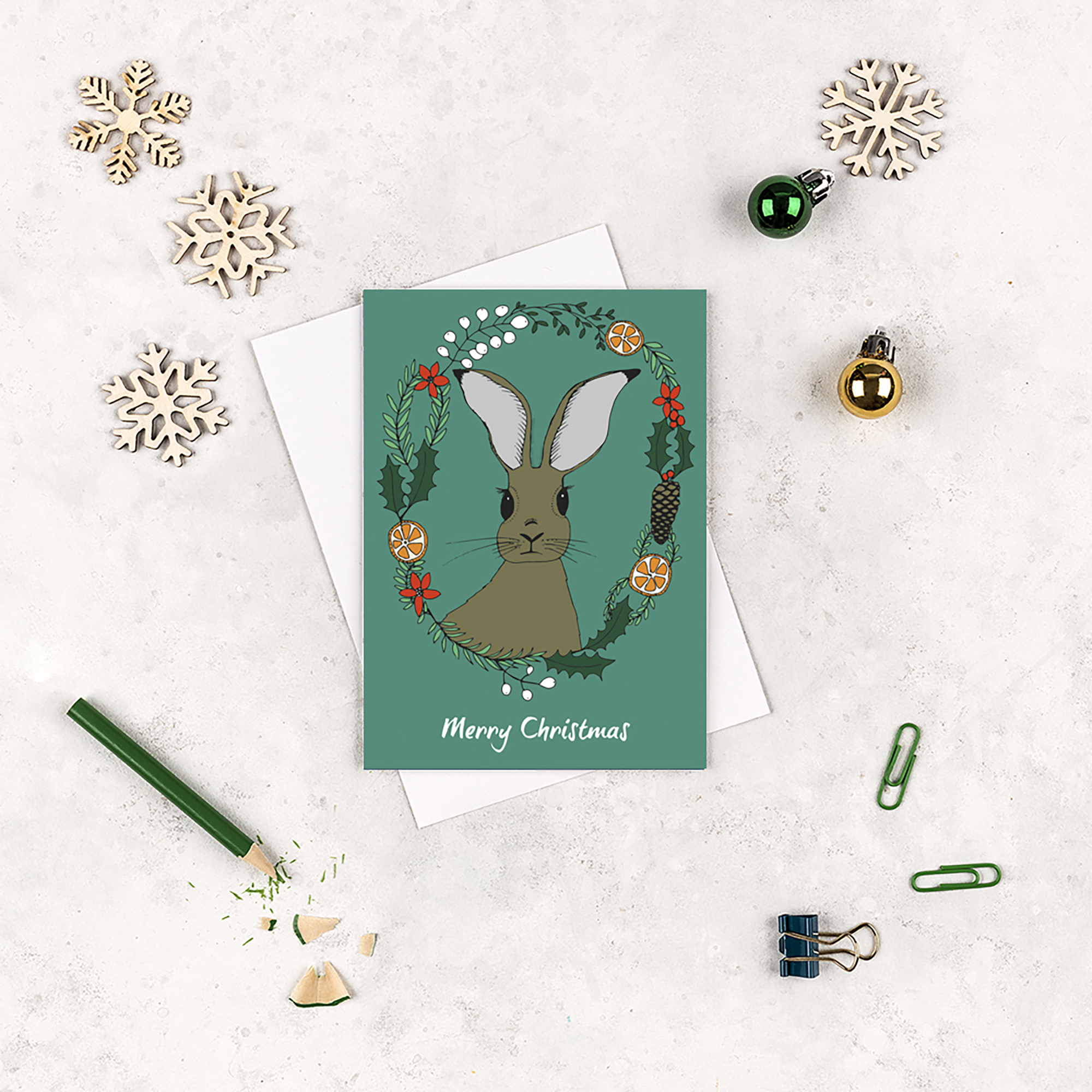 Hare Christmas card 