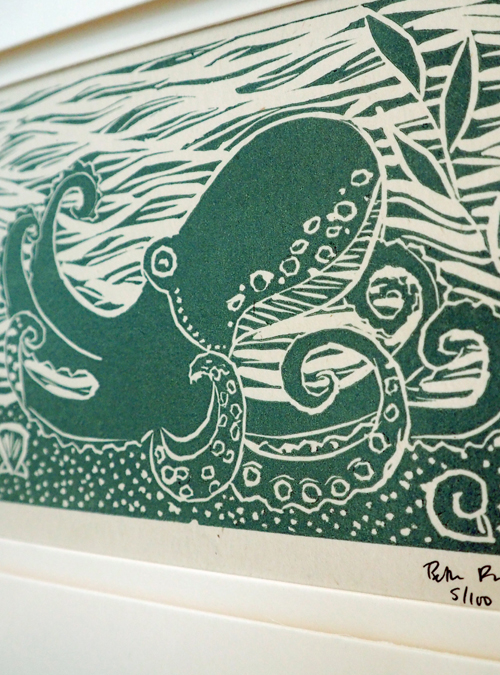 close up of lino print