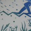 close up of wild swimming lino print
