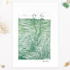 wild swimming art print featuring a woman diving into the sea.