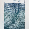 close up of wild swimming lino print