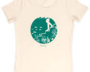 womens t-shirt featuring someone stepping into a marine lake