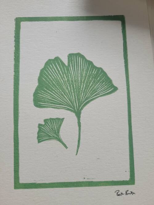 Ginko leaves Lino print-SECONDS - Image 3