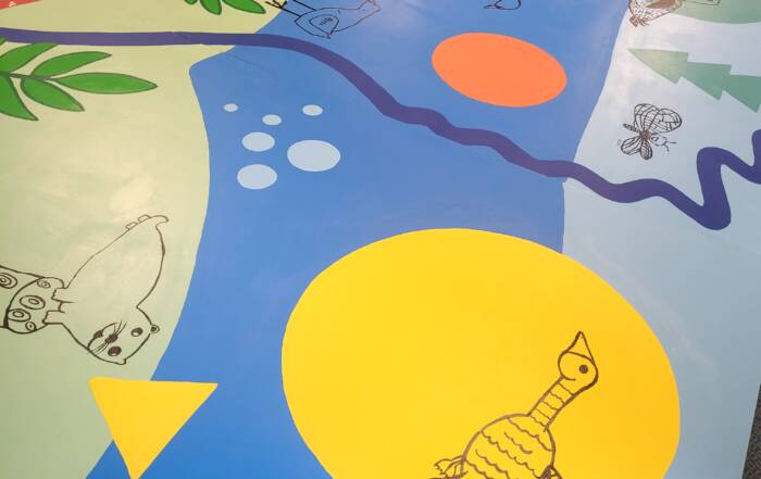 a picture of a mural i painted for my daughters school